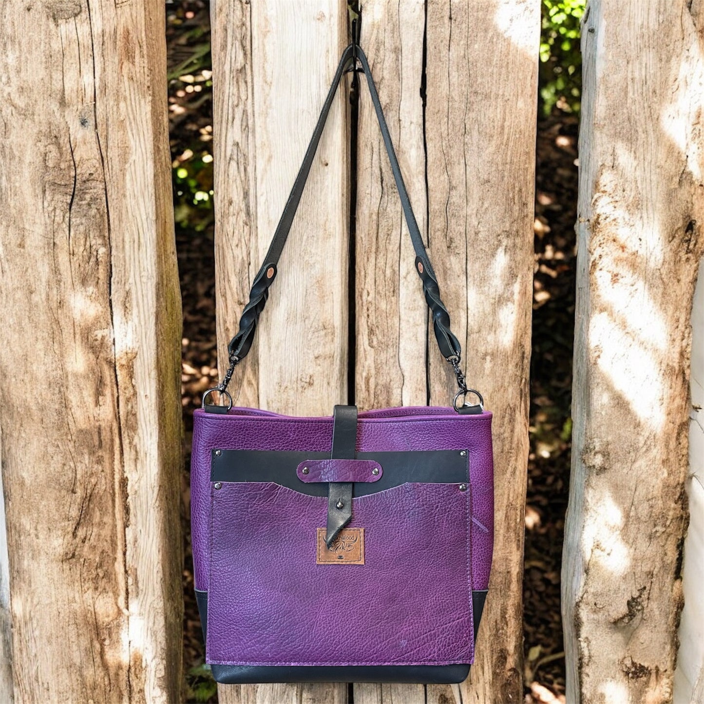 Bison leather shoulder bag
